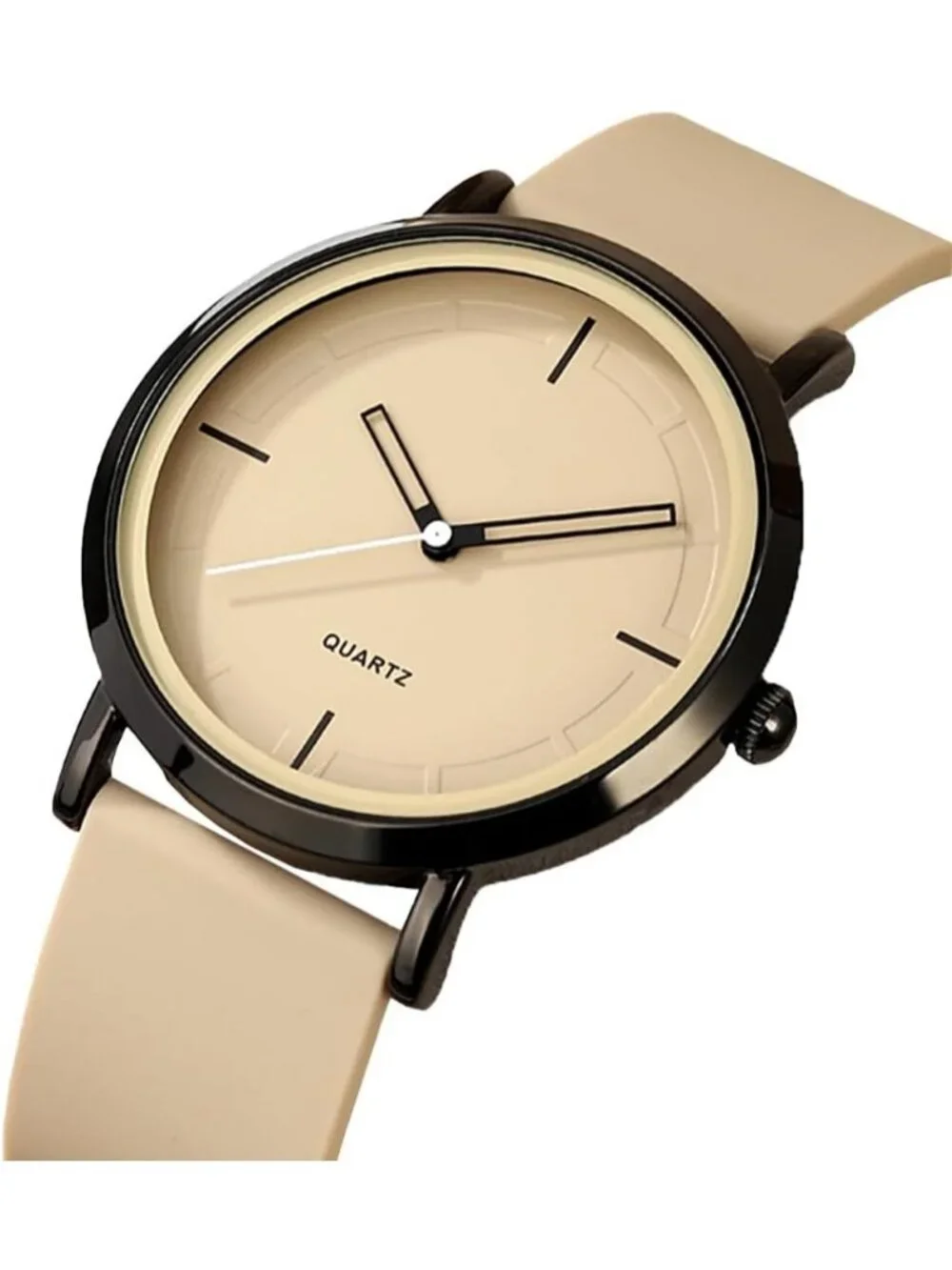 Unisex Khaki Waterproof Classic Analog Quartz Stylish Silicone Band Wrist Watch